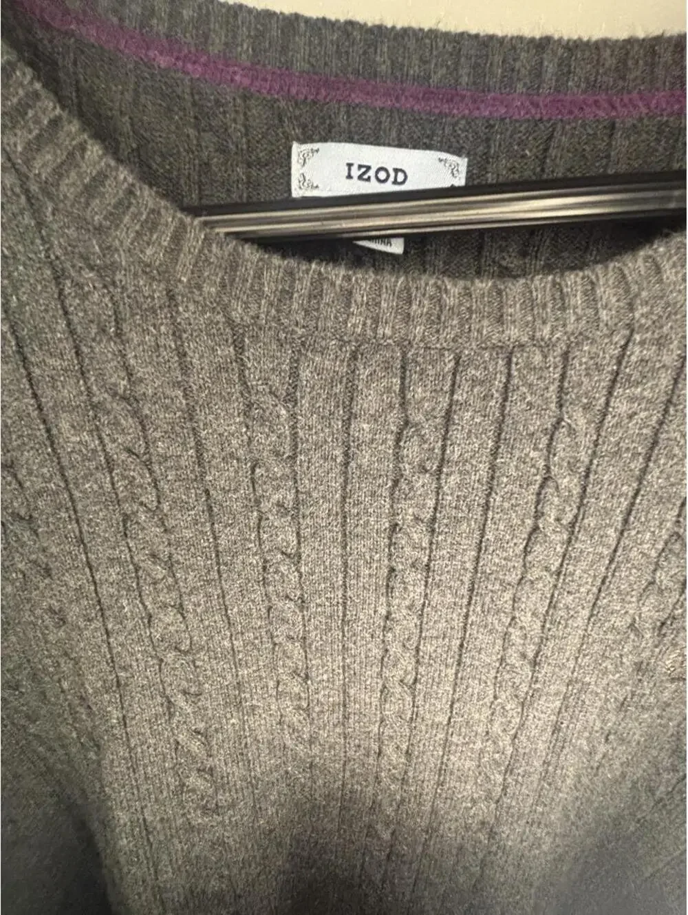 Izod Men's Grey and Green Jumper